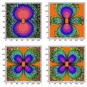 Typical detector picture of SANS with a polarisation analysis.