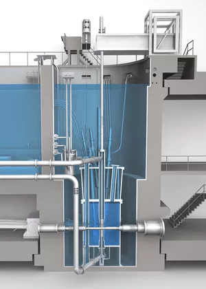 Section of the reactor pool. (Graphics: FRM II/TUM)